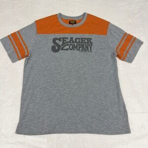 Seager Shirt Mens XXL Heather Gray Orange Retro Baseball Tee Biker Western